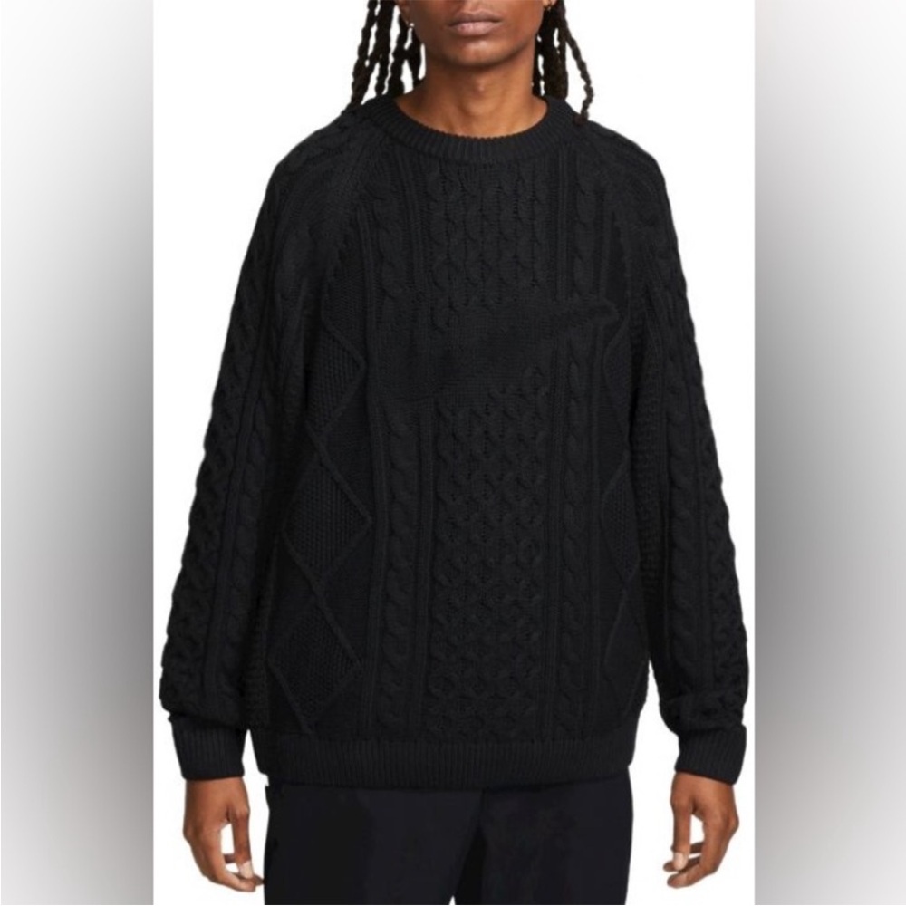 Nike life cable knit sweater black